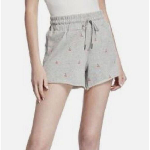 BETSEY JOHNSON Shorts Women Large Cherries Jubilee Gray Raw Hem Sweat Terry - Picture 13 of 13